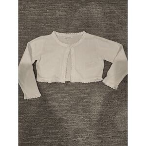 Bluezoo Girls White Cropped Cardigan Sz 3/4Y